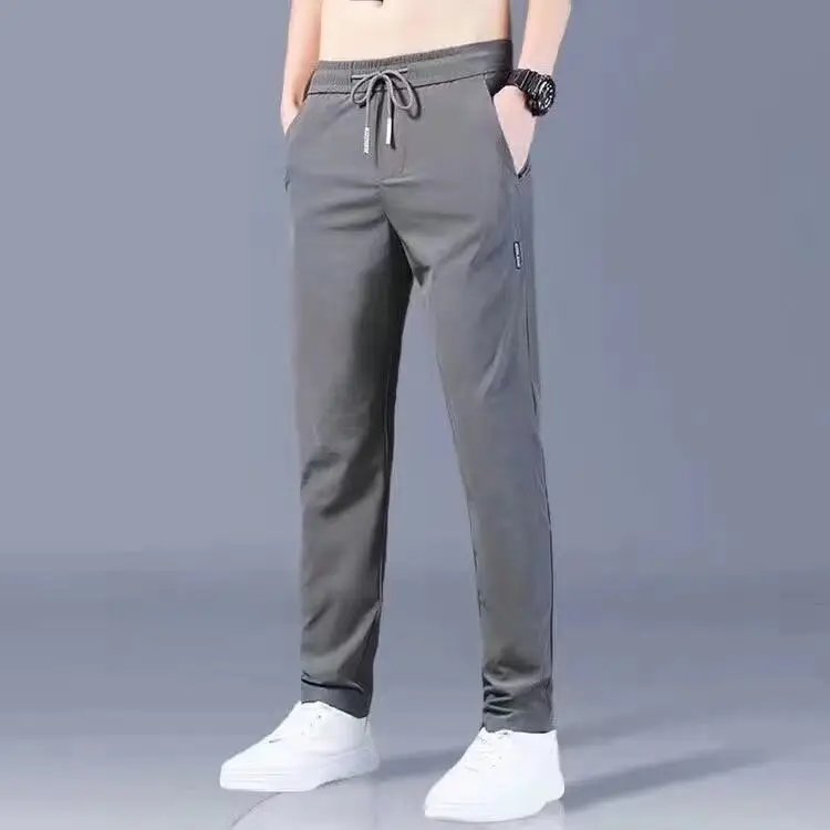 Men Ice Silk Pants Black Large Breathable Sports - Image 5