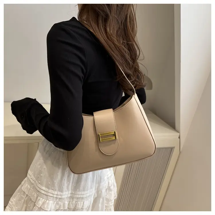 Black Women's Shoulder Crossbody Bag with Gold Clasp — feature 11