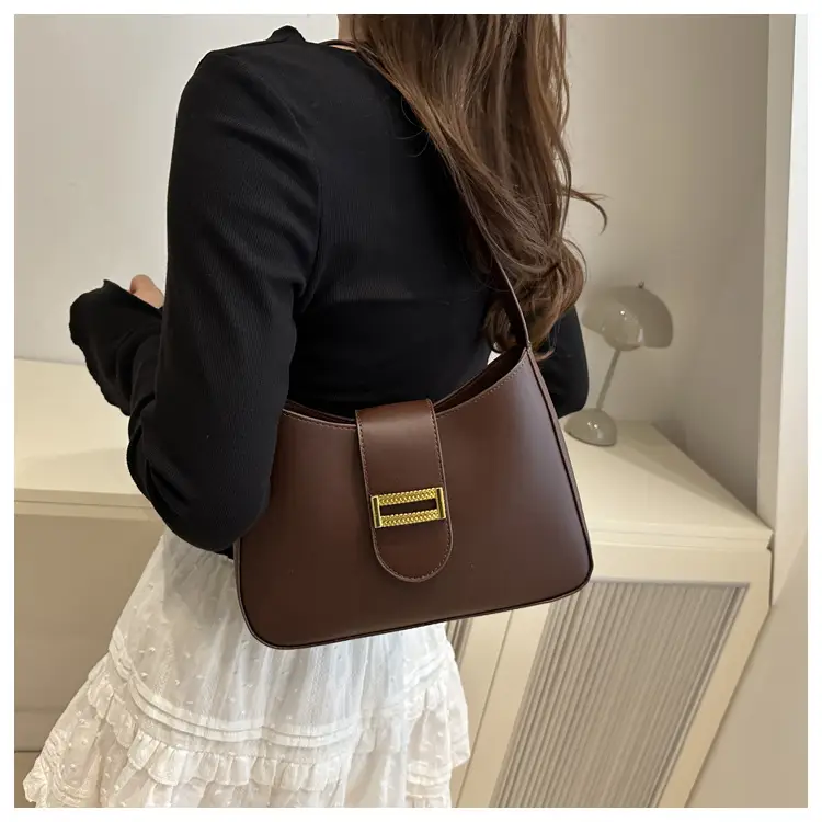 Black Women's Shoulder Crossbody Bag with Gold Clasp — feature 15