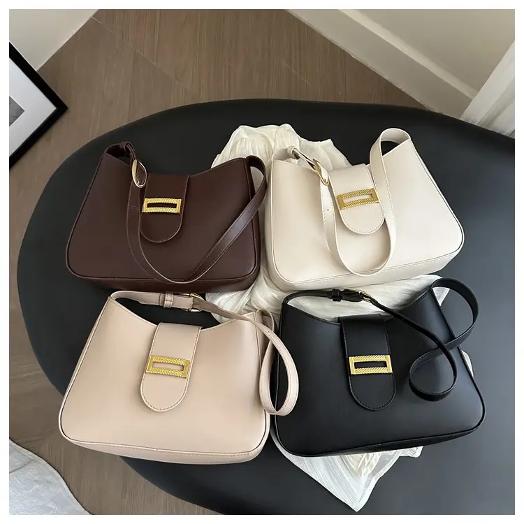 Black Women's Shoulder Crossbody Bag with Gold Clasp — feature 19