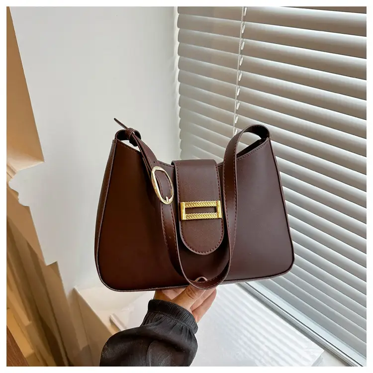 Black Women's Shoulder Crossbody Bag with Gold Clasp — feature 23