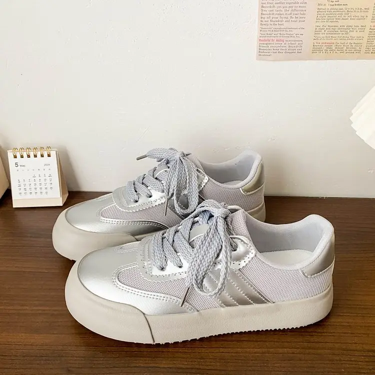 Desun Breathable Sneakers Women's Round Toe Summer New Chic Niche Korean Style Low-top Mesh Shoes Thick Sole Small White Shoes — feature 6