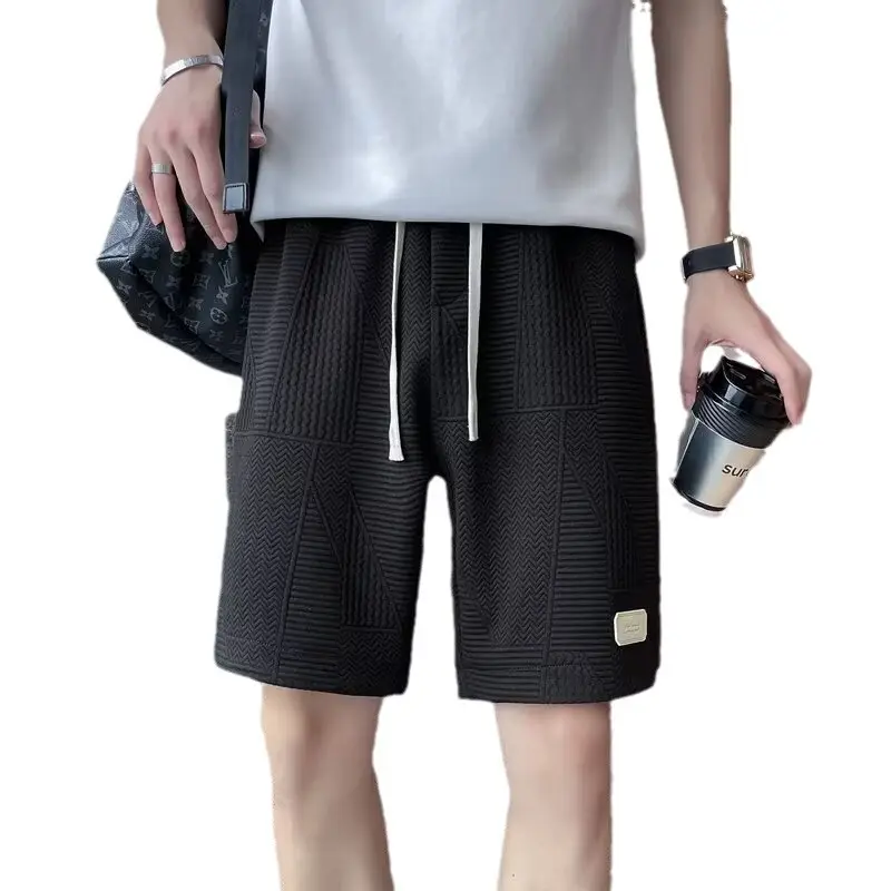 Men Brown Jacquard Loose Fit Shorts Casual Wear