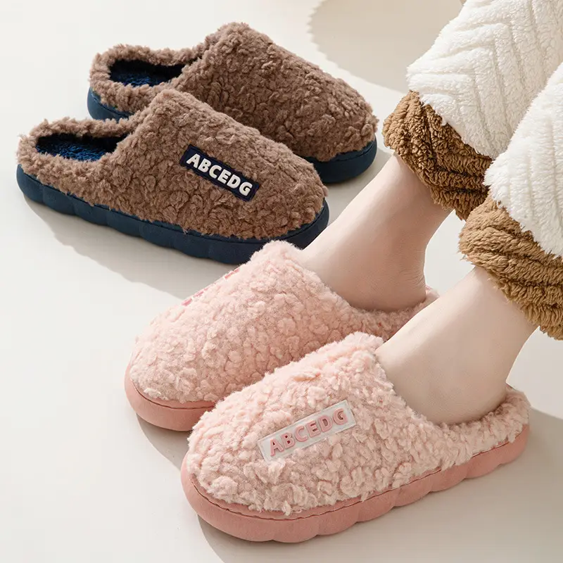 Women's Cotton Warm Slippers Brown Blue - Image 6
