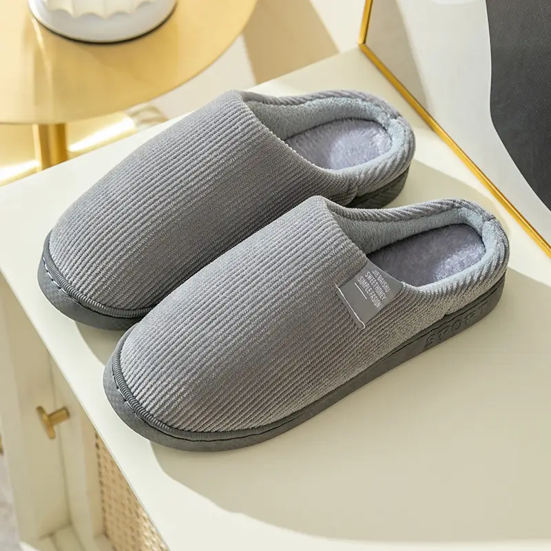 Women Cotton Slippers Grey Warm Indoor Home - Image 6