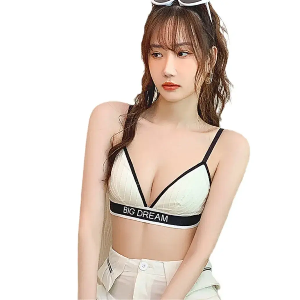 Women's Triangle Cup Sports Bra White Black Small - Image 9