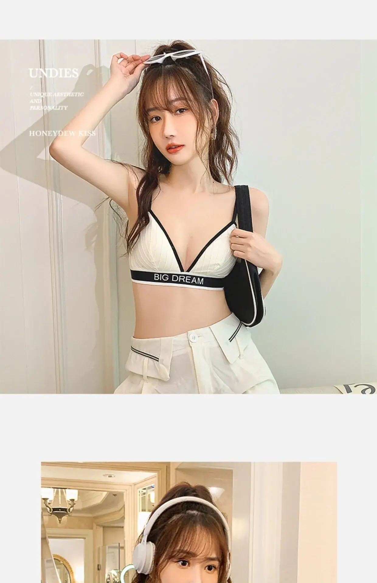 Women's Triangle Cup Sports Bra White Black Small — feature 11