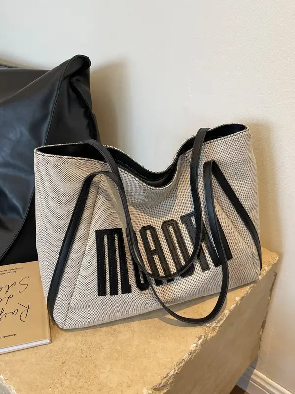Women Large Capacity Tote Bag with "McCRAII" Print - Image 5