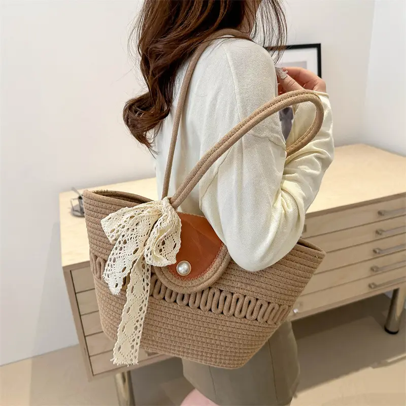 Women's Woven Silk Scarf Handbag 2024 Summer - Image 7