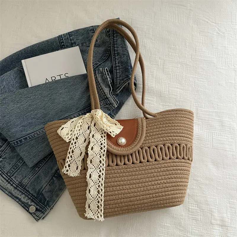 Women's Woven Silk Scarf Handbag 2024 Summer - Image 3