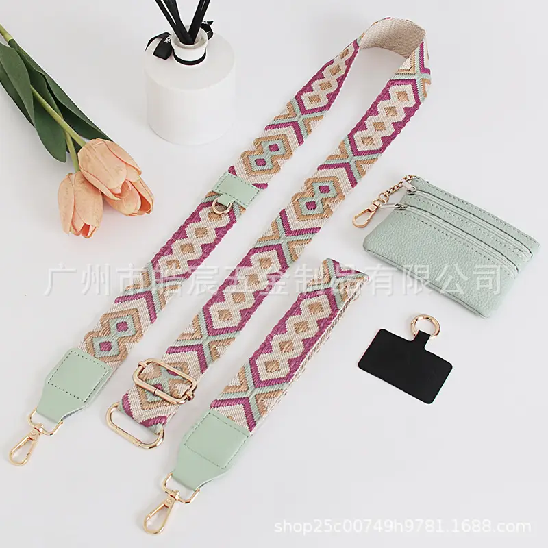 Women's Light Green Patterned Shoulder Strap with Crossbody Bag - Image 25