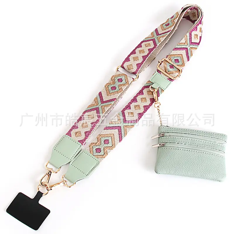 Women's Light Green Patterned Shoulder Strap with Crossbody Bag - Image 2