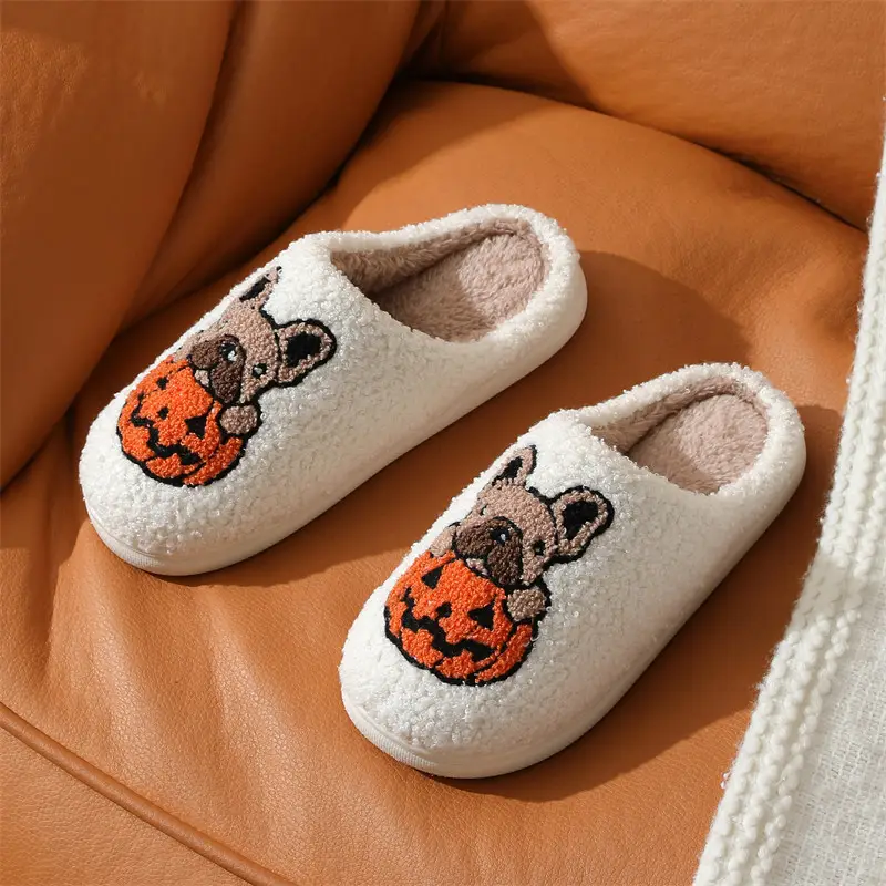 2024 Cross-border New Ghost Cotton Slippers Women Wholesale Household Indoor Non-slip Home Halloween Slippers Winter