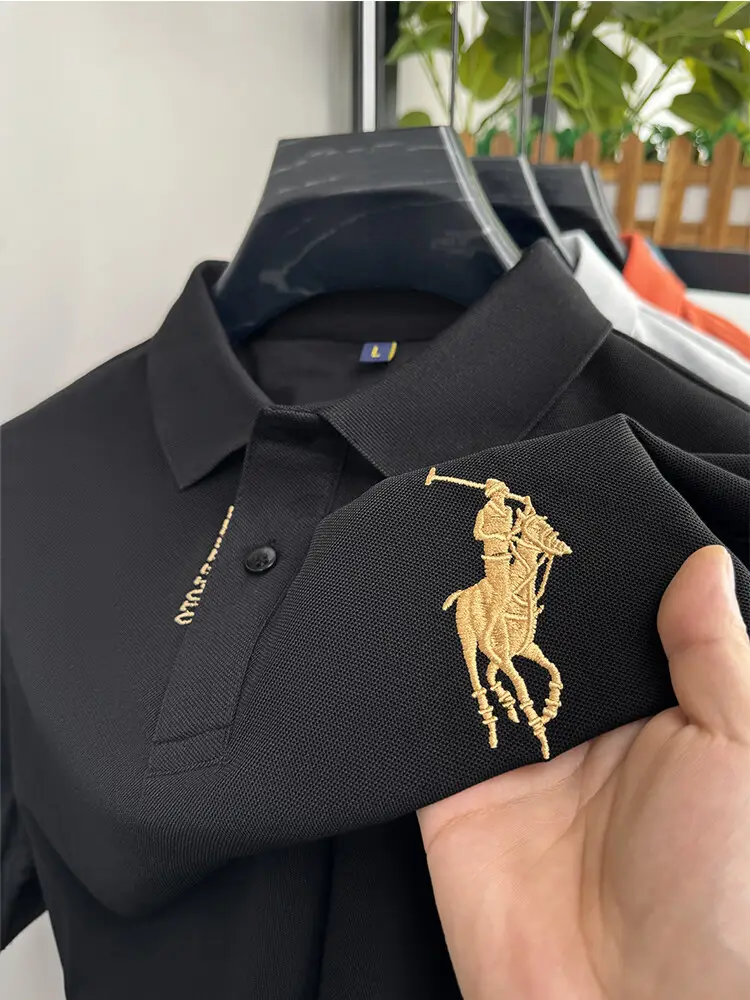 Men's Orange Polo Shirt with Embroidered Logo — feature 11