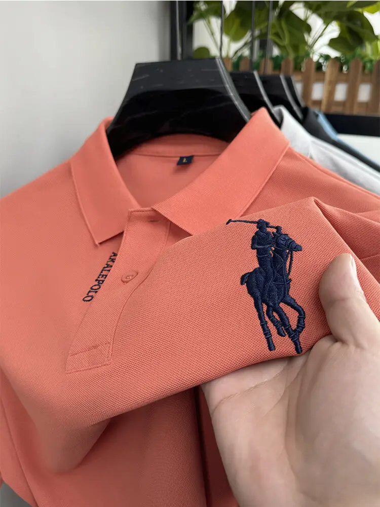 Men's Orange Polo Shirt with Embroidered Logo — feature 15