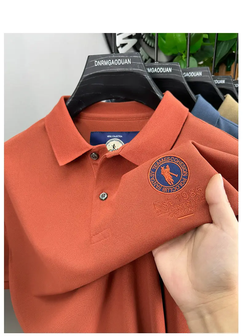 Men's Orange Polo Shirt with Embroidered Logo — feature 22