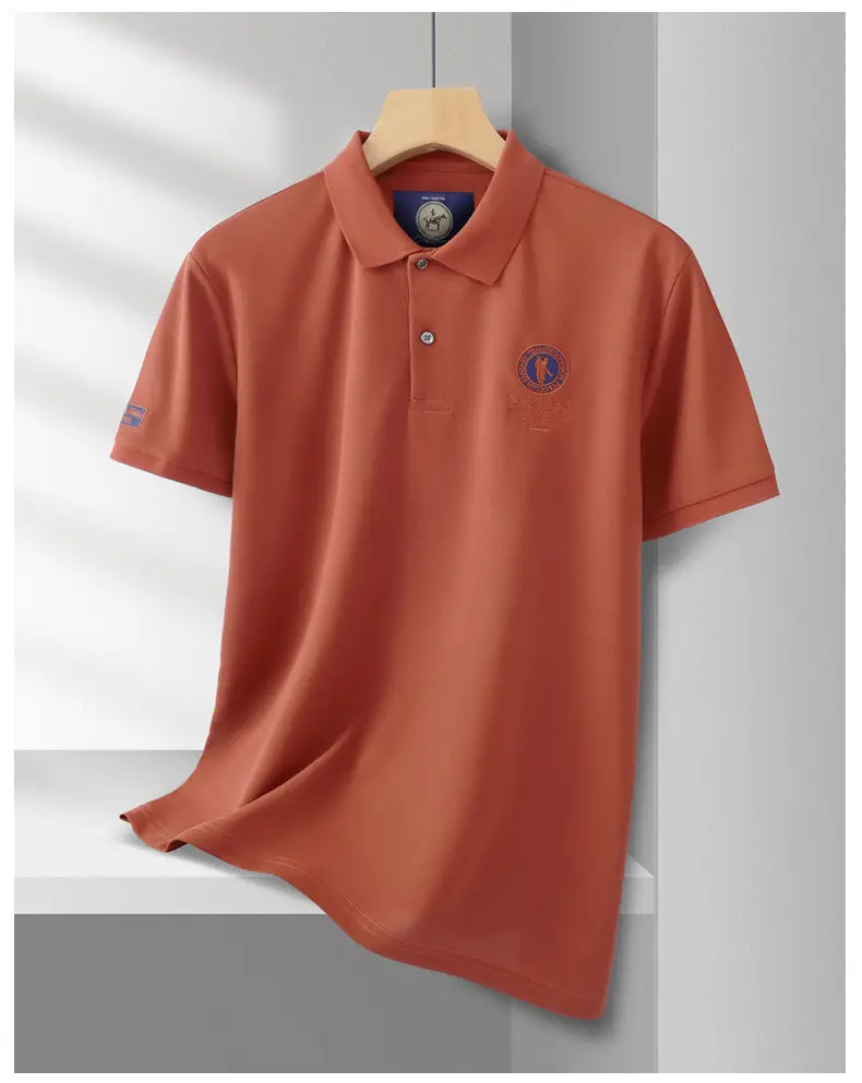 Men's Orange Polo Shirt with Embroidered Logo — feature 27