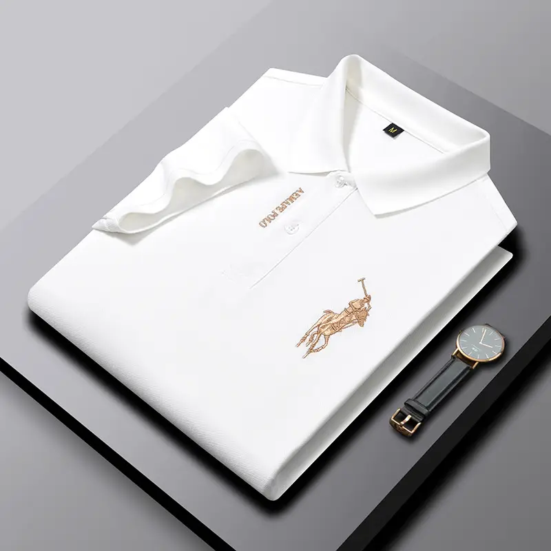 Men's Orange Polo Shirt with Embroidered Logo — feature 9