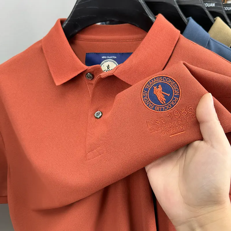 Men's Orange Polo Shirt with Embroidered Logo