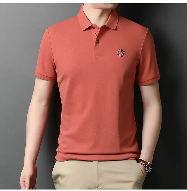 Men's Orange Polo Shirt with Embroidered Logo