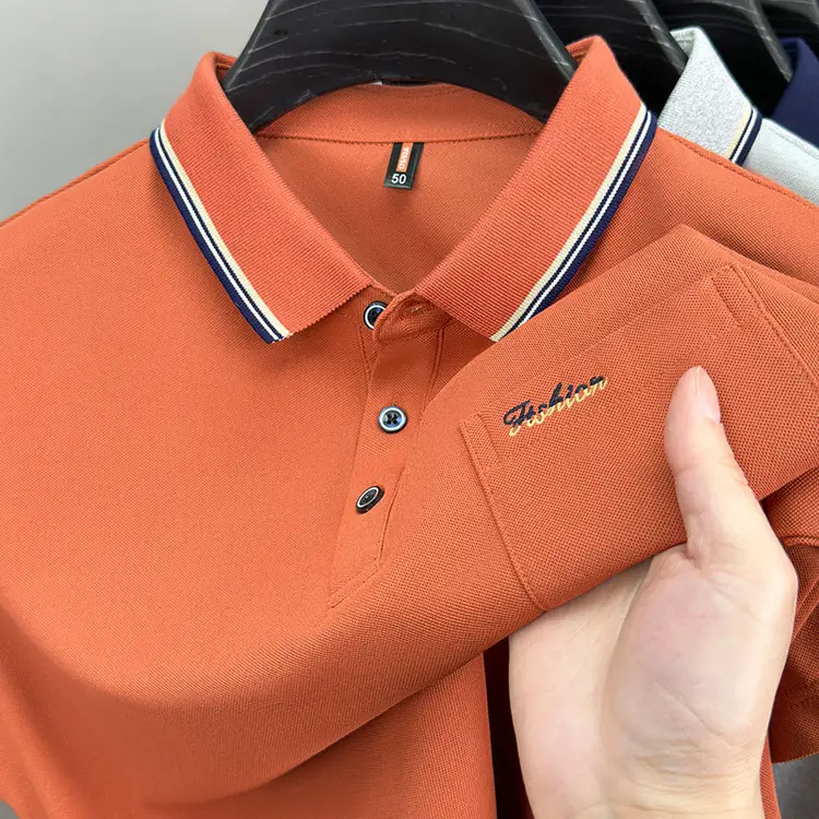Men's Orange Polo Shirt with Embroidered Logo