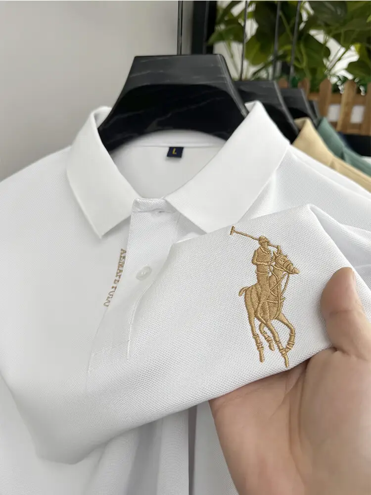 Men's Orange Polo Shirt with Embroidered Logo