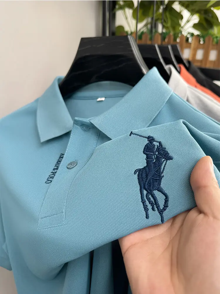 Men's Orange Polo Shirt with Embroidered Logo