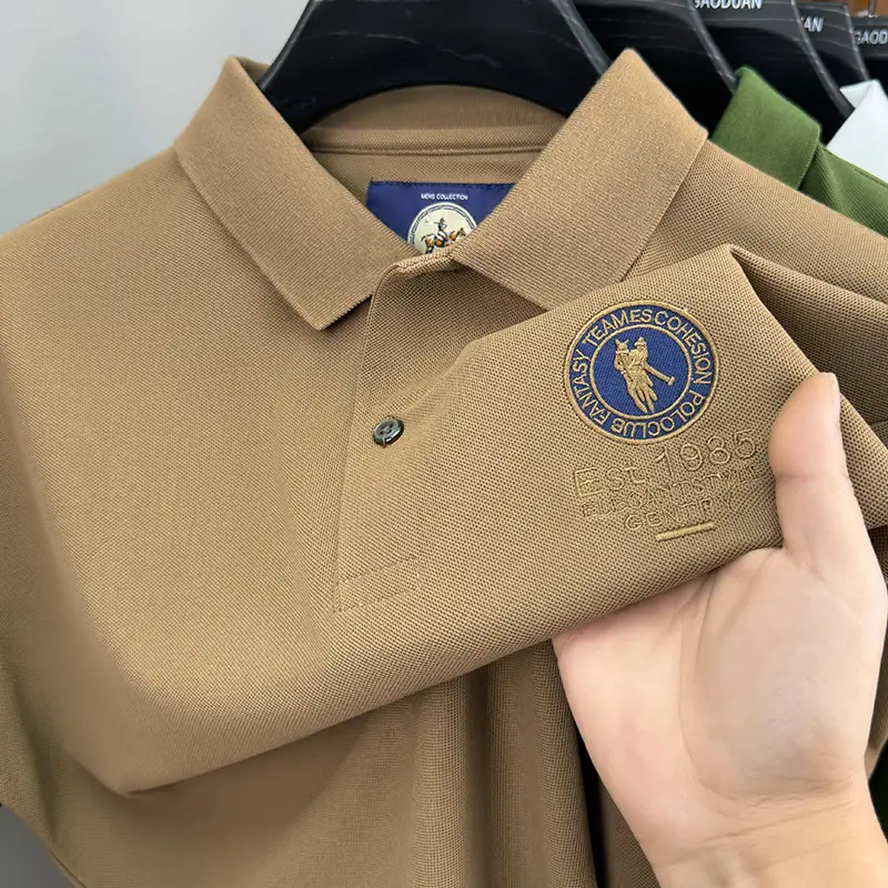 Men's Orange Polo Shirt with Embroidered Logo