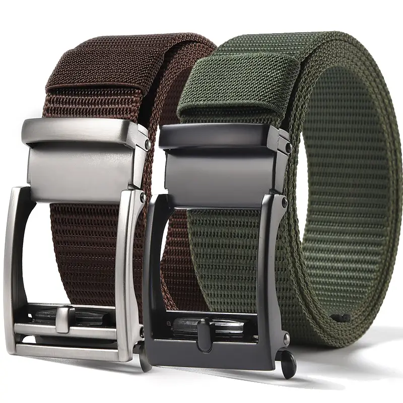 Men's Brown Nylon Belt with Automatic Buckle - Image 27
