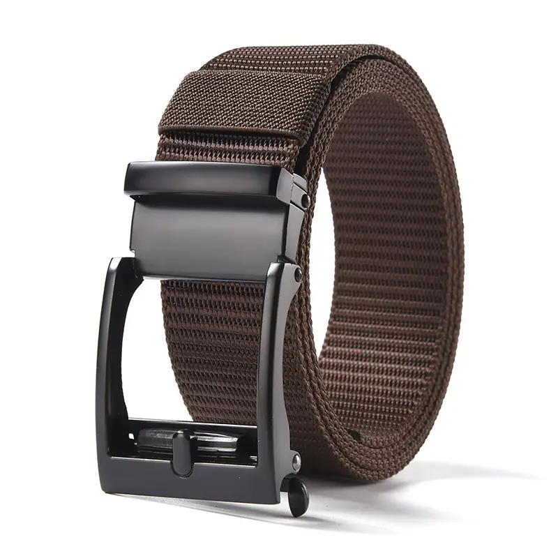 Men's Brown Nylon Belt with Automatic Buckle - Image 8
