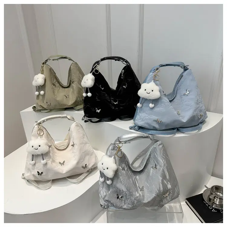 White Leather Butterfly Shoulder Bag with Butterfly Embroidery — feature 23