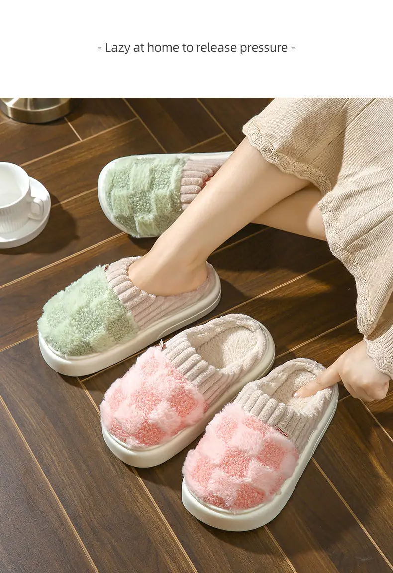 Women's Cotton Slippers with Thick Soles for Autumn and Winter, Indoor Wear-Resistant and Warm, Suitable for Home Use, Couple's Warm Plush Snow Boots for Men — feature 26
