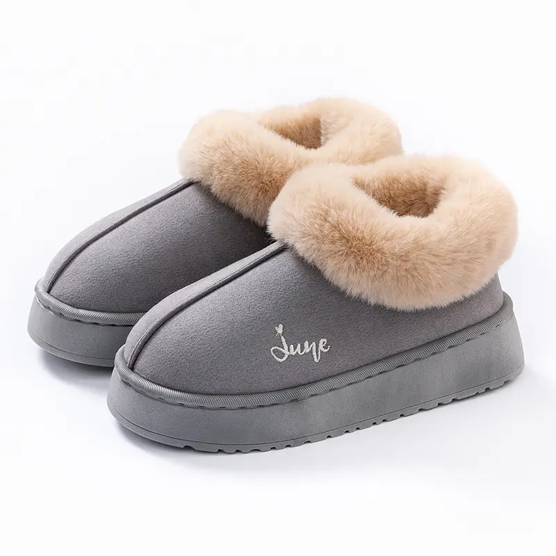 Women's Cotton Slippers with Thick Soles for Autumn and Winter, Indoor Wear-Resistant and Warm, Suitable for Home Use, Couple's Warm Plush Snow Boots for Men