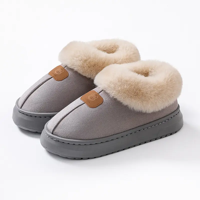 Women's Cotton Slippers with Thick Soles for Autumn and Winter, Indoor Wear-Resistant and Warm, Suitable for Home Use, Couple's Warm Plush Snow Boots for Men