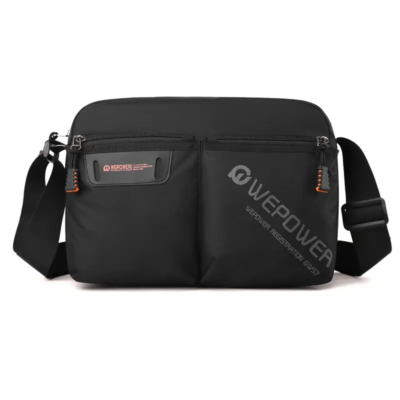 WEPOWER Men Canvas Shoulder Bag Large Capacity Black