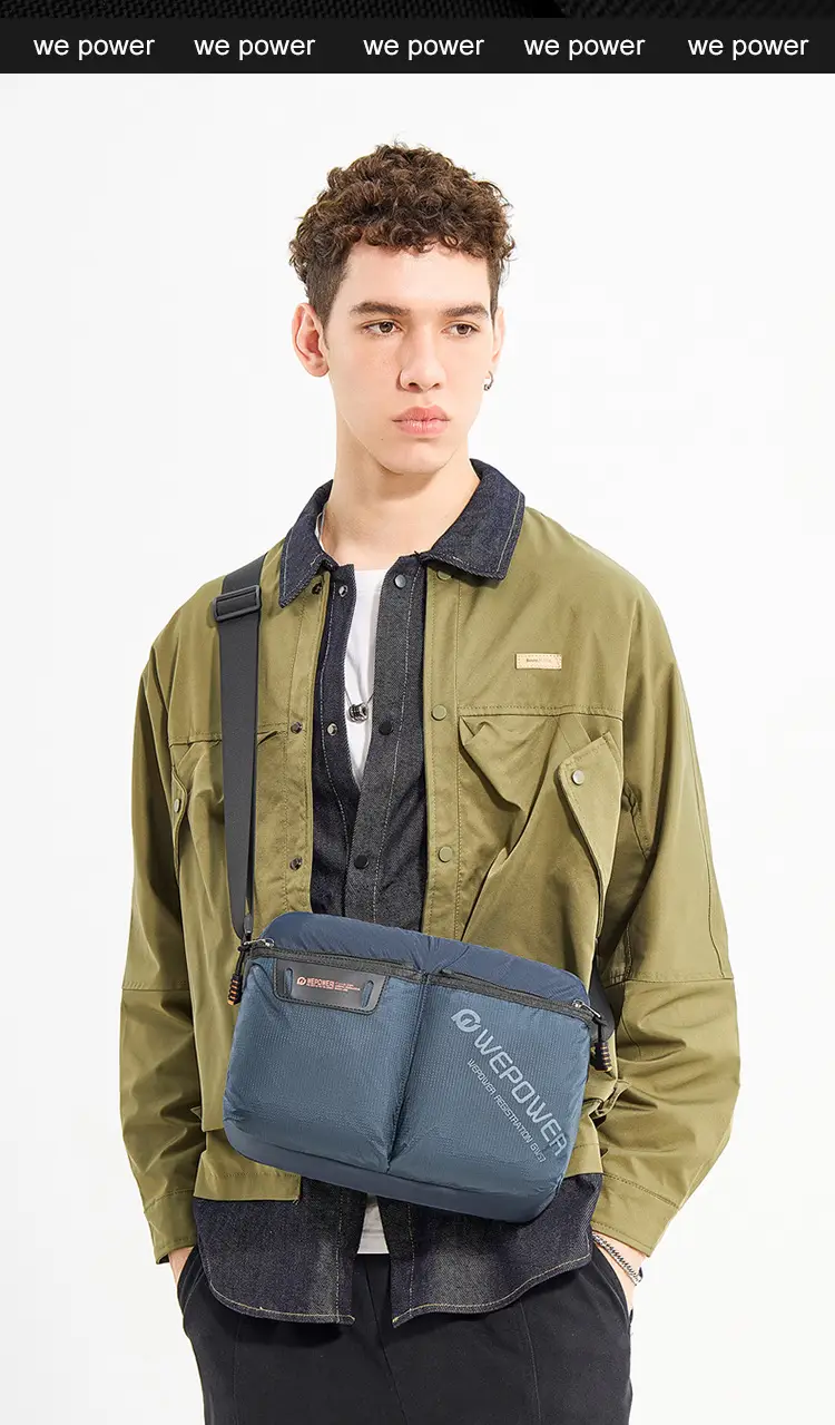 WEPOWER Men Canvas Shoulder Bag Large Capacity Black — feature 16