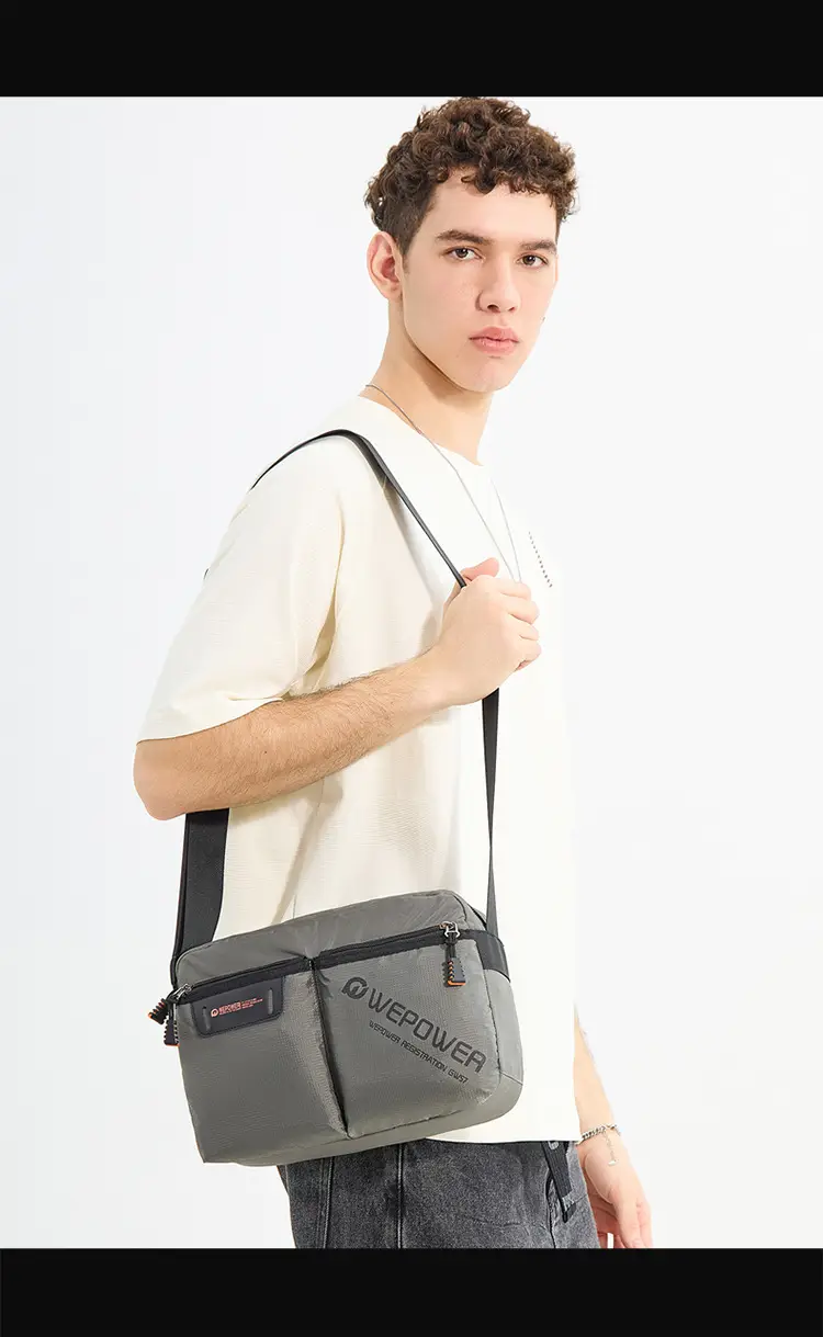 WEPOWER Men Canvas Shoulder Bag Large Capacity Black — feature 17