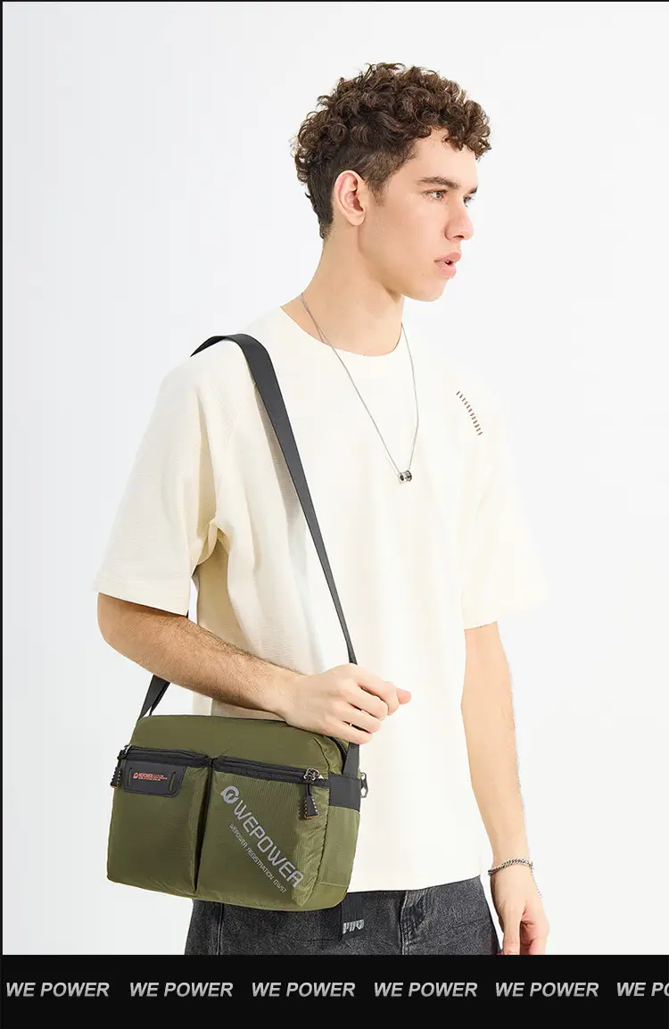 WEPOWER Men Canvas Shoulder Bag Large Capacity Black — feature 18