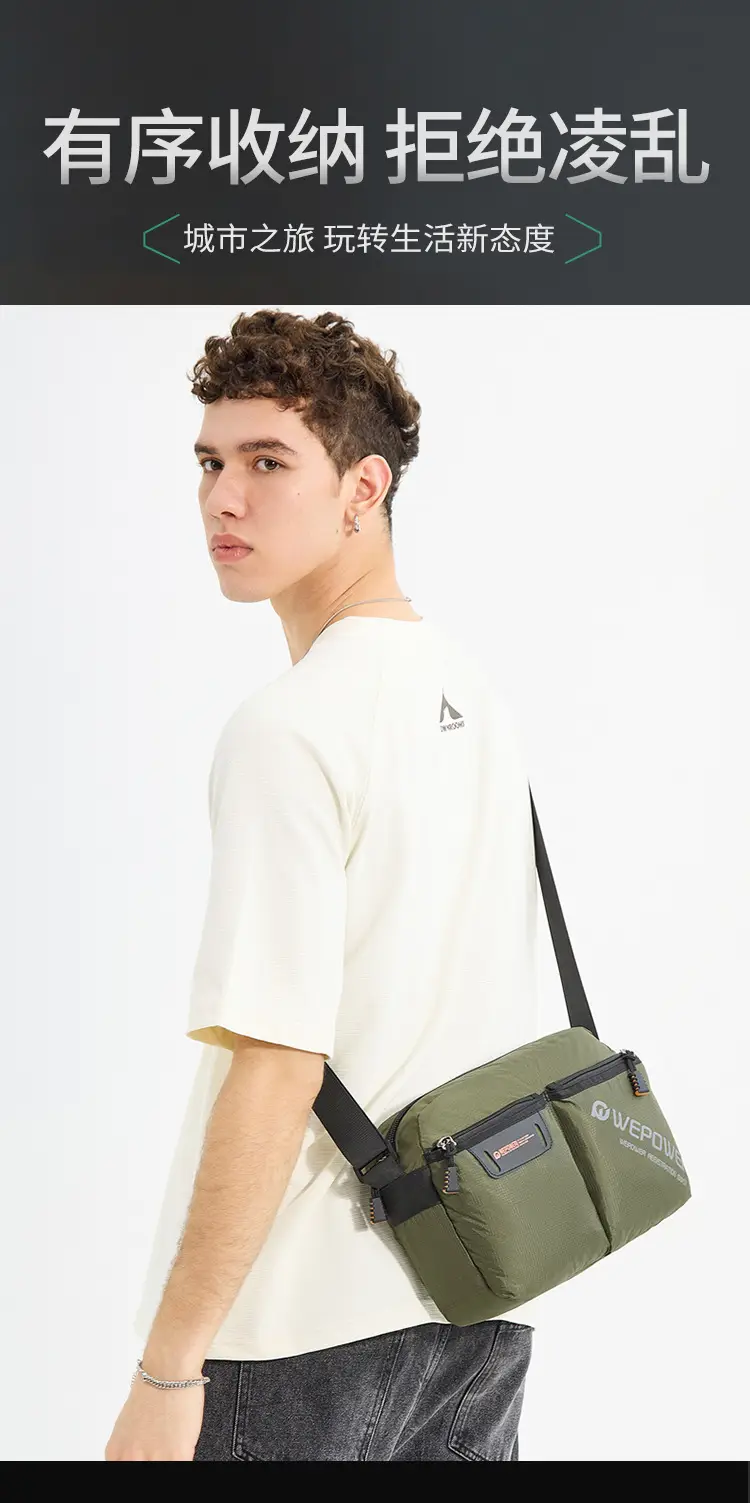 WEPOWER Men Canvas Shoulder Bag Large Capacity Black — feature 2