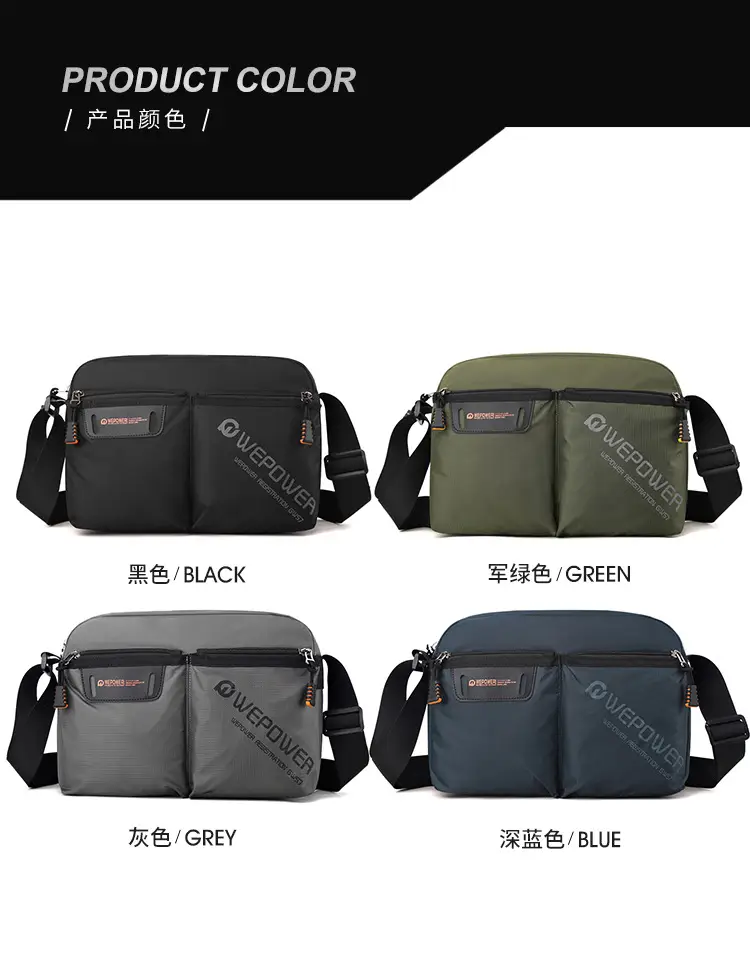WEPOWER Men Canvas Shoulder Bag Large Capacity Black — feature 20