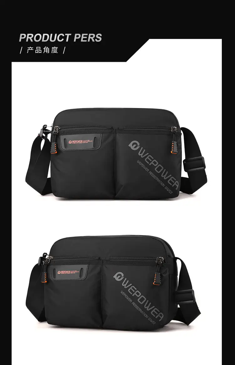 WEPOWER Men Canvas Shoulder Bag Large Capacity Black — feature 21
