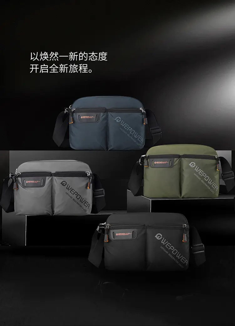WEPOWER Men Canvas Shoulder Bag Large Capacity Black — feature 3