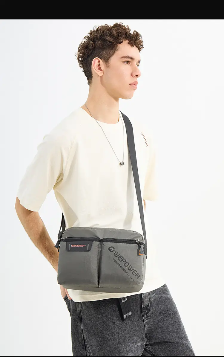WEPOWER Men Canvas Shoulder Bag Large Capacity Black — feature 8