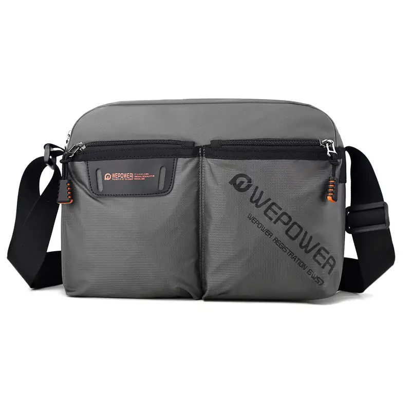 WEPOWER Men Canvas Shoulder Bag Large Capacity Black