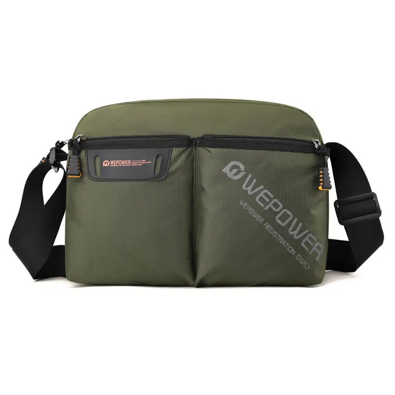 WEPOWER Men Canvas Shoulder Bag Large Capacity Black