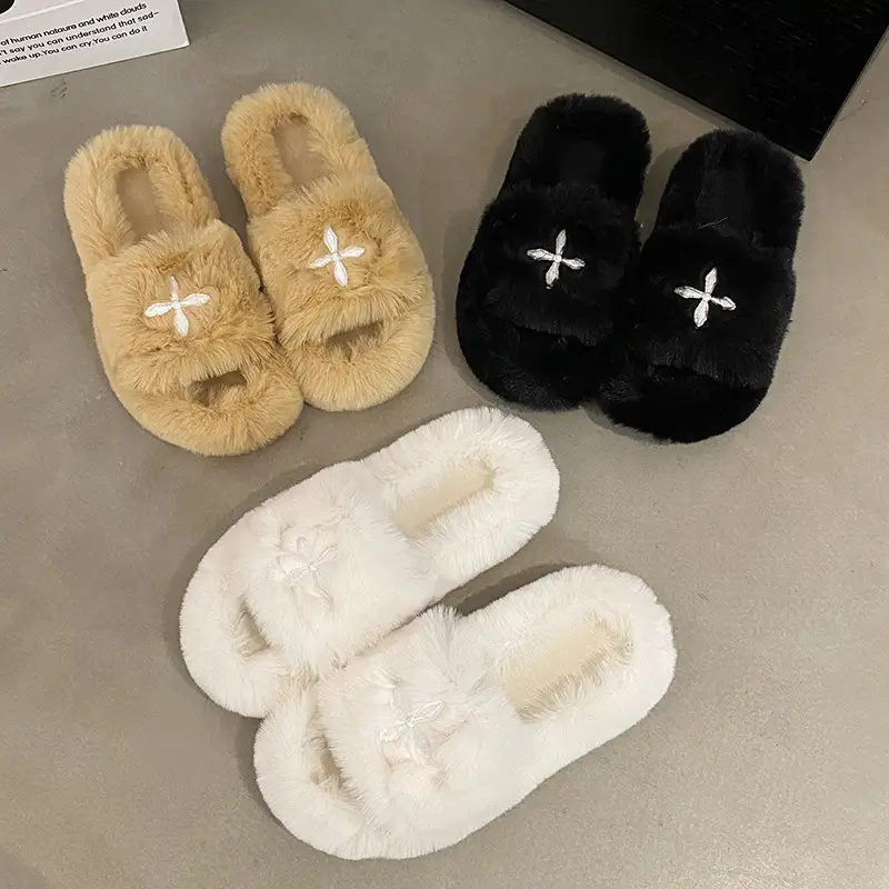 Internet Celebrous Hot Style Maomao Slippers Women's Autumn and Winter New Household Outer Wear Non-slip Height Increasing Thick Bottom Women's Warm Cotton Slippers