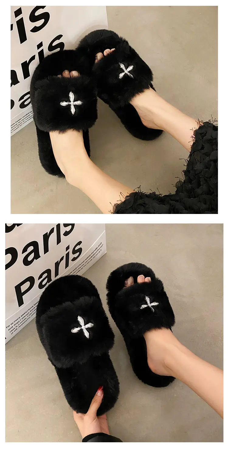 Internet Celebrous Hot Style Maomao Slippers Women's Autumn and Winter New Household Outer Wear Non-slip Height Increasing Thick Bottom Women's Warm Cotton Slippers — feature 10