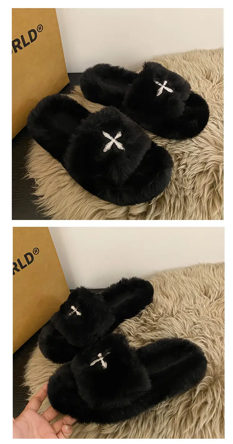 Internet Celebrous Hot Style Maomao Slippers Women's Autumn and Winter New Household Outer Wear Non-slip Height Increasing Thick Bottom Women's Warm Cotton Slippers — feature 13