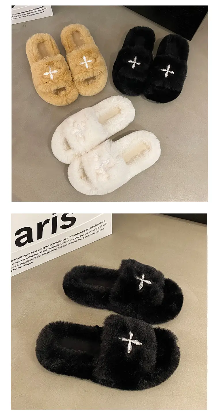 Internet Celebrous Hot Style Maomao Slippers Women's Autumn and Winter New Household Outer Wear Non-slip Height Increasing Thick Bottom Women's Warm Cotton Slippers — feature 14