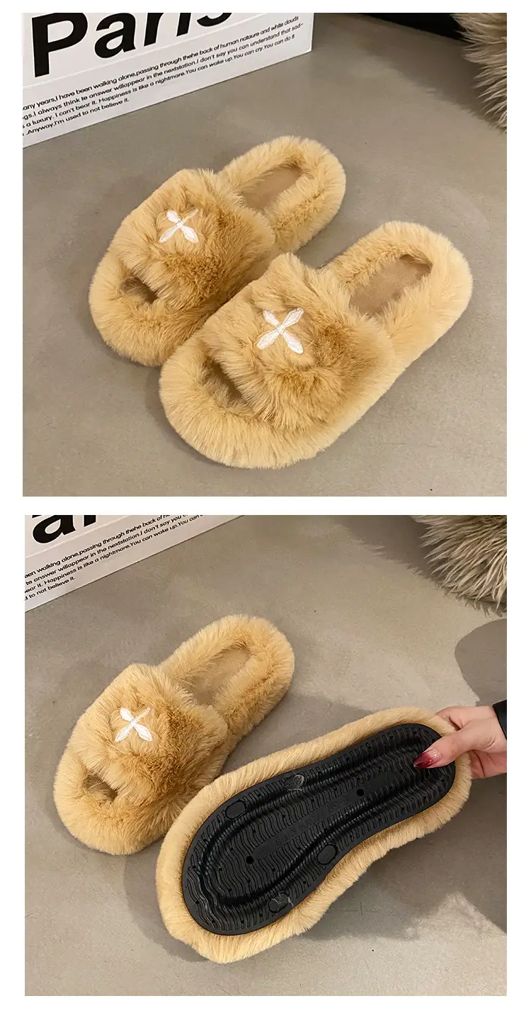 Internet Celebrous Hot Style Maomao Slippers Women's Autumn and Winter New Household Outer Wear Non-slip Height Increasing Thick Bottom Women's Warm Cotton Slippers — feature 16